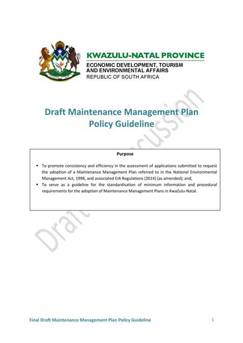 PDF Draft Maintenance Management Plan Policy Guideline DOKUMEN TIPS