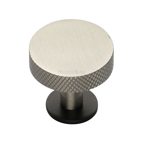 Heritage Brass Cabinet Knob Disc Knurled Design With Rose 32mm Matt