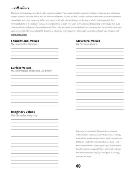 13 Worksheets For Identifying Your Core Values Personal Core Values