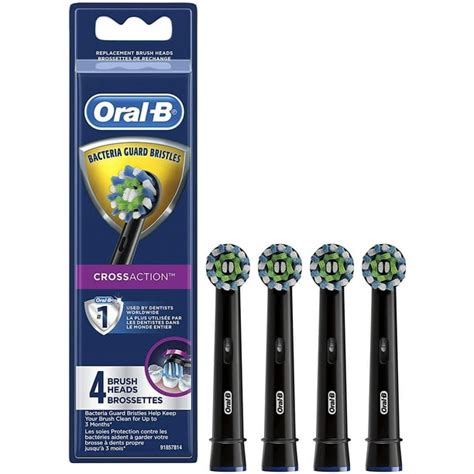 Oral B Crossaction Electric Toothbrush Replacement Brush Head Refills Black 4 Count Walmart