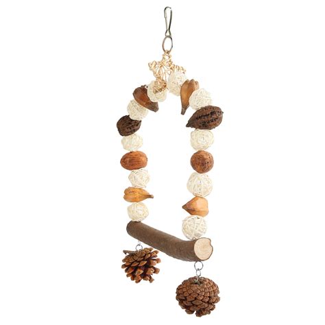 Parrot Wooden Swing Toys With Logs Nuts Rattan Balls And Pine Cones