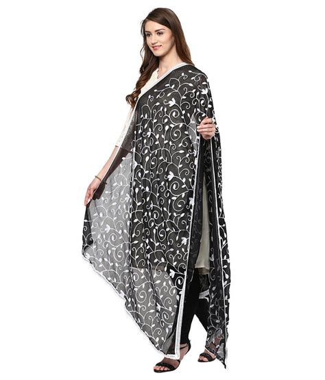 Dupatta Bazaar Black Pure Chiffon Dupattas Price In India Buy Dupatta