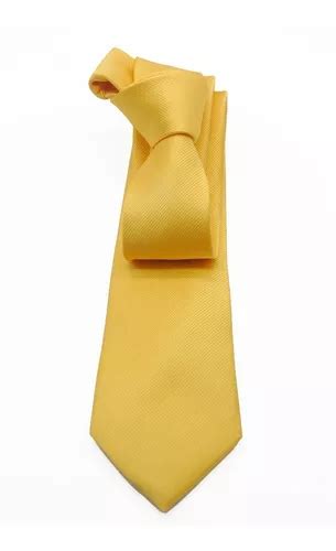 Corbata Italiana Dorado Amarillo Lisa Marca Idea Seda Nf