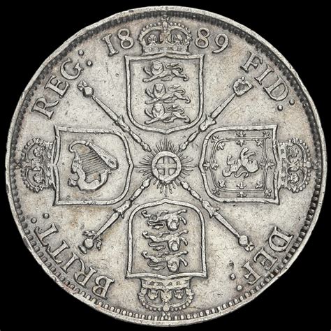 1889 Queen Victoria Jubilee Head Silver Florin Scarce GVF