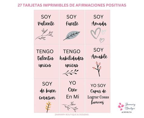 tarjetas imprimibles de afirmaciones positivas spanish positive
