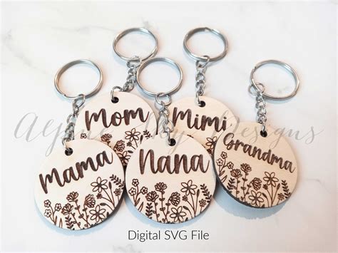 Floral Keychain Svg Bundle Round Keychain Svg Mama Etsy