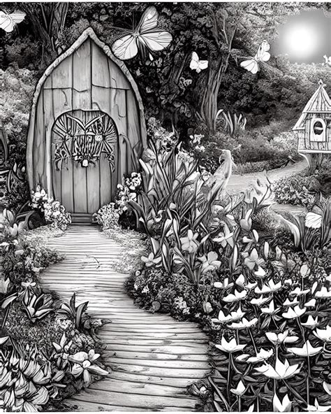 Garden in Black and White · Creative Fabrica