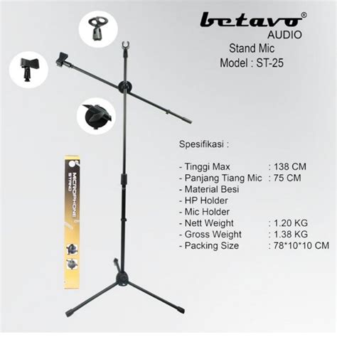 Jual Stand Mic Betavo St St Lantai Kaki Tiang Mic Cagak Mic