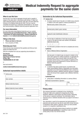 Fillable Online Medicareaustralia Gov Medical Indemnity Request To