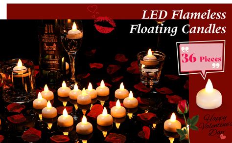 Honoson 36 Pieces Flameless Floating Candles Waterproof Led Tealights Floating