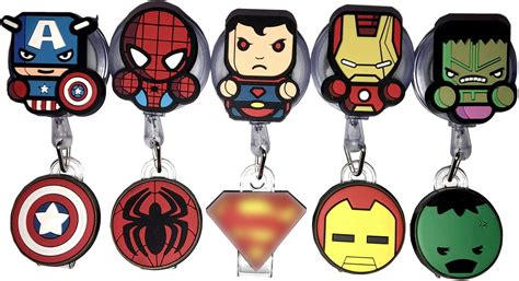 Amazon Pcs Badge Reels Holders Retractable Cute Super Heroes