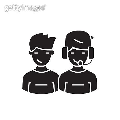 Call Center Operators Black Vector Concept Icon Call Center Operators