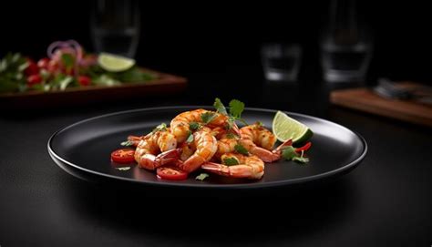 Premium AI Image Freshness On A Plate Grilled Prawn Healthy Salad