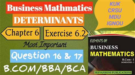 Business Mathmatics Chapter Determinants Exercise Q