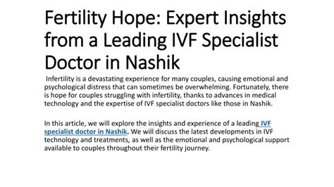 Ppt Fertility Hope Expert Insights From A Leading Ivf Specialist