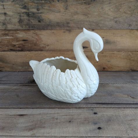 Ceramic White Swan Etsy