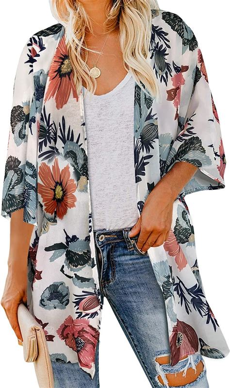 CHICALLURE Women Summer Kimono Cardigan Beach Open Front Top Swimsuit