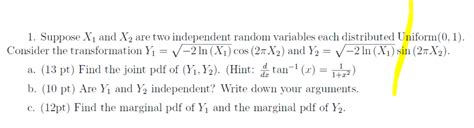 1 Suppose X1 And X2 Are Two Independent Random