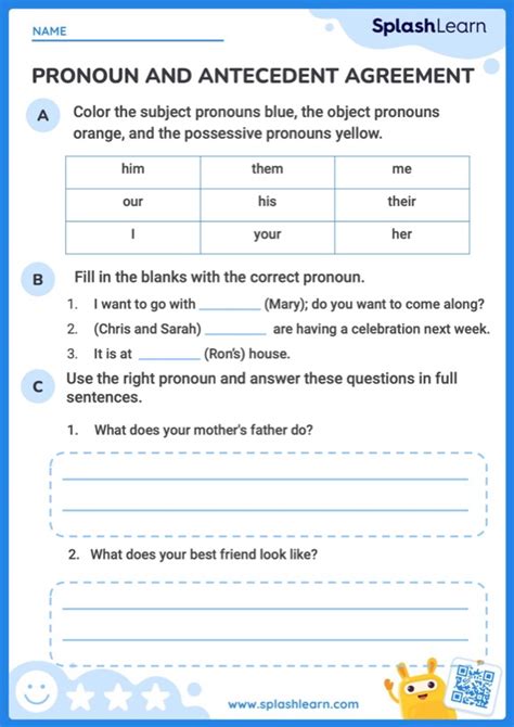 Antecedents And Pronouns Worksheet Re Writing Pronouns Works