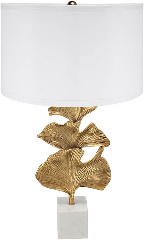 Aandb Home Ginkgo Leaf Table Lamp With Marble Base And Drum Shade 17 Dia X 30 H