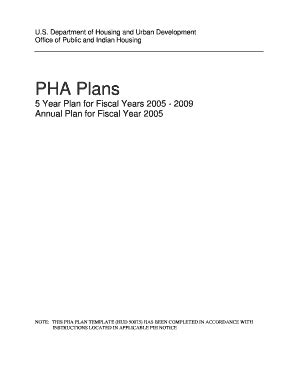 Fillable Online Note This Pha Plan Template Hud Has Been