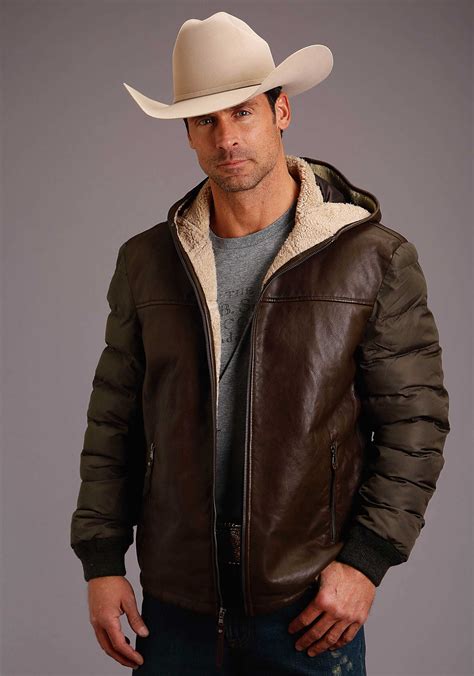 Stetson Mens Stetson Solid Smooth Body Quilted Puff Sleeve Jacket