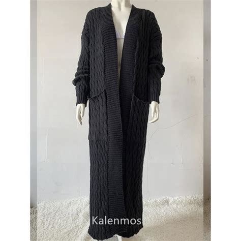 Musulman tricoté Abaya robe Cardigan femmes longue veste automne hiver