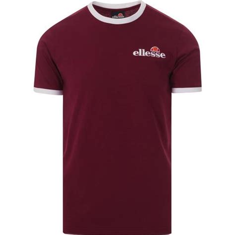 Ellesse Meduno Embroidered Logo Ringer Tee In Burgundy