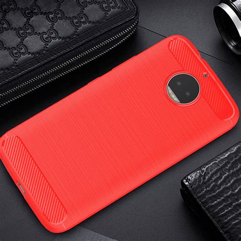 Flexi Slim Carbon Fibre Case For Motorola Moto G S Plus Red