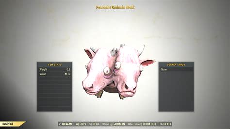 Fasnacht BRAHMIN Mask Rare Event Reward (2021 Feb) Outfit Fallout 76 ...