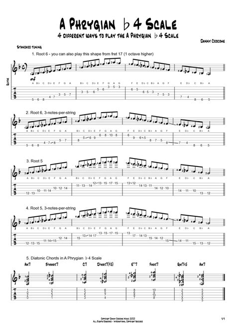 A Phrygian B4 Scale 4 Ways To Play By Traditional Electric Guitar Digital Sheet Music