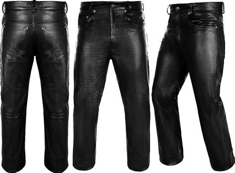 Mens Motorcycle Heavy Duty Premium Black Leather Pants Motorbike