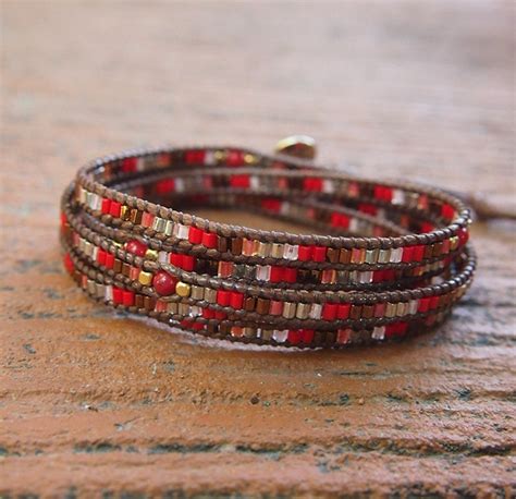 Red Mix Wrap Bracelet Seed Beaded Boho Wrap Bracelet Etsy