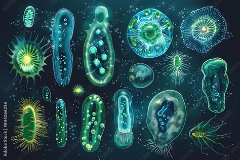 Plankton Vector Aquatic Phytoplankton And Planktonic Microorganism