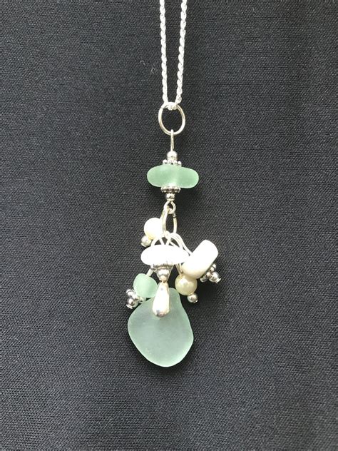 Sea Foam Sea Glass And Pottery Pendant Pnwbeachtreasures Glass Jewelry Sea Glass