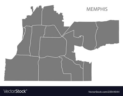 Memphis tennessee city map with neighborhoods Vector Image