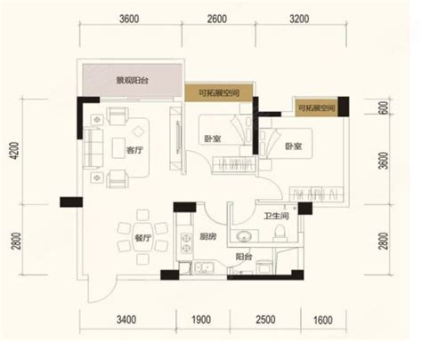 源东云锦一期1 3栋01户型，源东云锦一期2室2厅1卫0厨约7700平米户型图，朝南朝向 惠州安居客