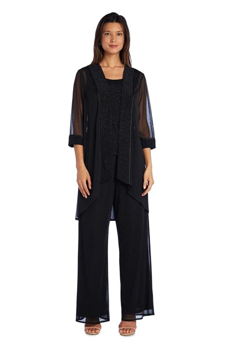 Faux 3 Piece Pant Set With Sparkle Top And Sheer Cardigan Walmart