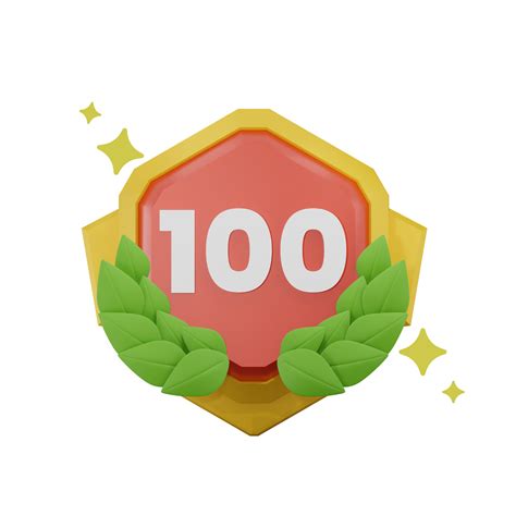 Level 100 Achievement Badges 3d Illustration 27124837 Png