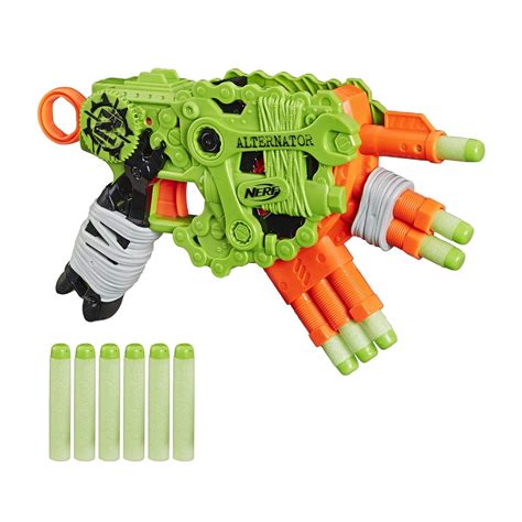 Nerf Zombie Strike Alternator Blaster Fires 3 Ways Includes 12 Elite