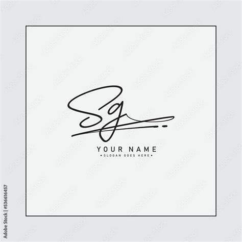 initial letter sg logo handwritten signature style logo stock vector