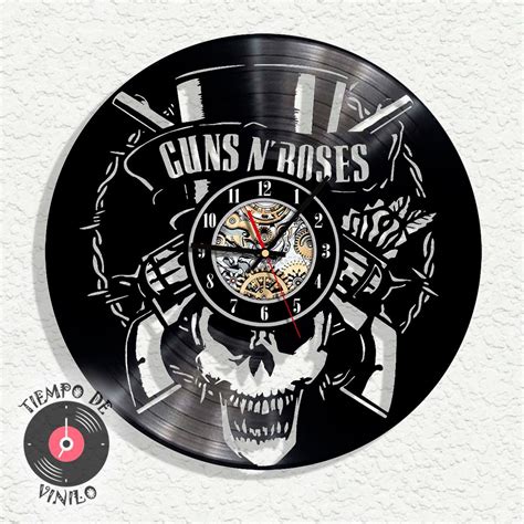 Reloj De Pared Elaborado En Disco Lp Ref Guns And Roses En