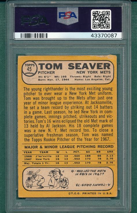 Lot Detail 1968 Topps 045 Tom Seaver PSA 2