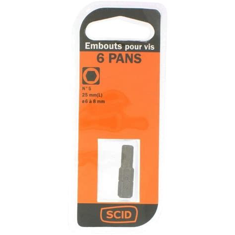 Embout De Vissage 25mm 6 Pans S2 SCID Dim 5mm Par1 Cdiscount Bricolage