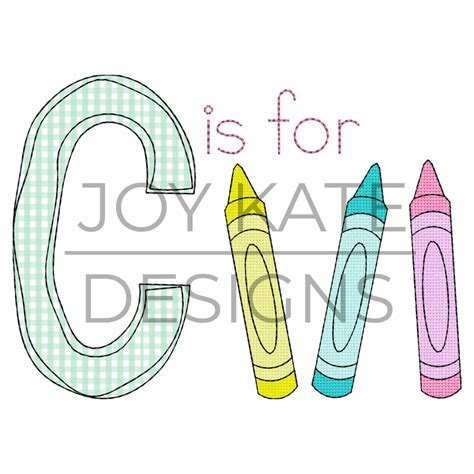 C Is For Crayons Bean Stitch Applique Design Joy Kate Designs