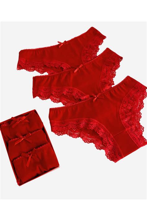 DONLİZZA Yeni Yıl Dantelli Bikini Kırmızı 3 Adet Fiyatı Yorumları Trendyol