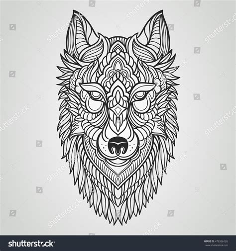 Abstract Wolf Hand Draw Stock Vector Illustration 479326126 : Shutterstock