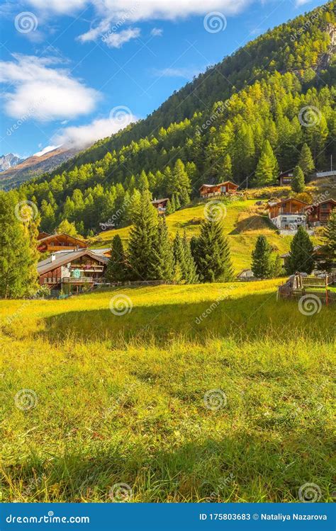 Houses in Zermatt Alpine Village, Switzerland Stock Image - Image of ...