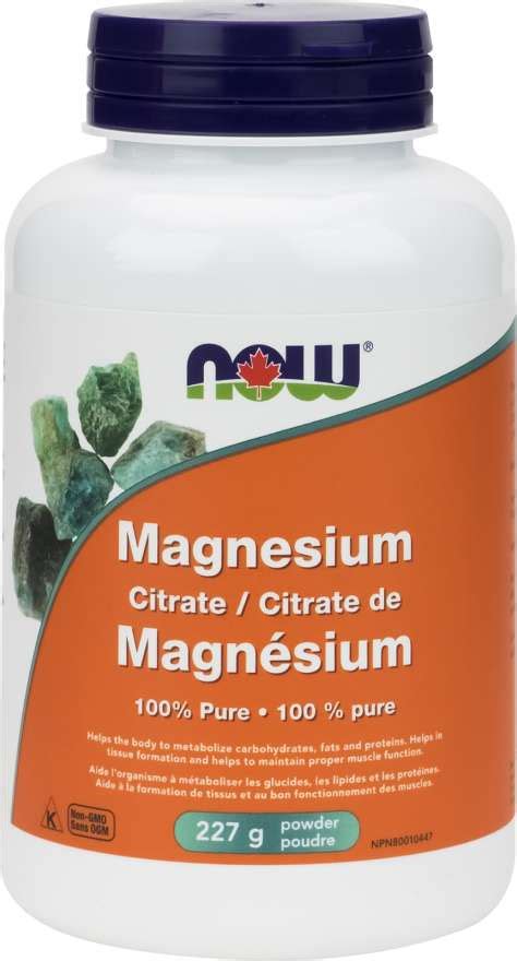 Now Magnesium Citrate Powder 227g Your Health Food Store And So Much More Old Fashion Foods