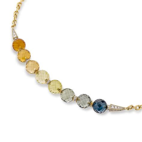 Multi Gemstone Beads Twilight Necklace In 18 Karat Yellow Gold For Sale At 1stdibs